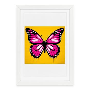 papillon - Affiche encadrée (27 × 37 cm) - blanc - Devant