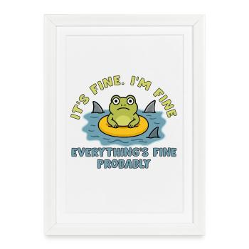 Grenouille Humoristique Sur Racine Gonflée - Affiche encadrée (27 × 37 cm) - blanc - Devant