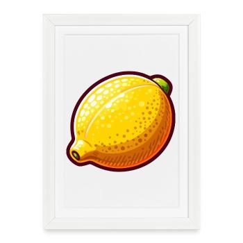 Citron Pop Art Jaune - Affiche encadrée (27 × 37 cm) - blanc - Devant