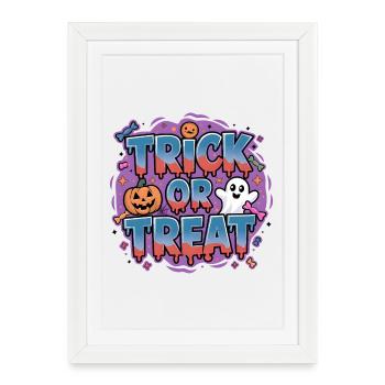 Halloween T-shirt Trick or Treat. - Framed poster (27 × 37 cm) - white - Front