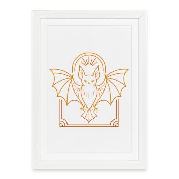 Chauve-souris avec ornement de halo - Affiche encadrée (27 × 37 cm) - blanc - Devant