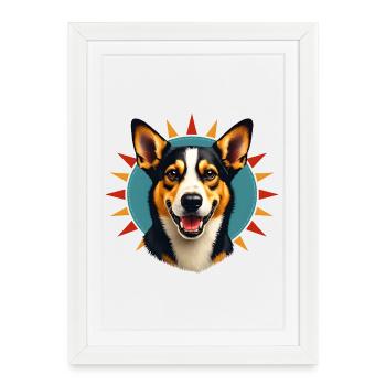 Corgi Radiant Sun - Framed poster (27 × 37 cm) - white - Front