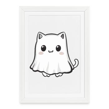 Cat Halloween Ghost - Framed poster (27 × 37 cm) - white - Front