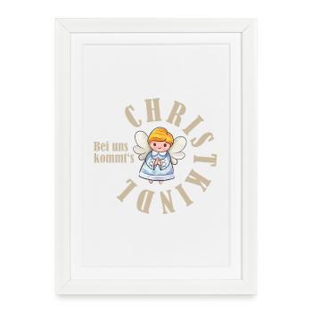 Avec nous vient le design du cercle doux de l’Enfant Jésus - Affiche encadrée (27 × 37 cm) - blanc - Devant