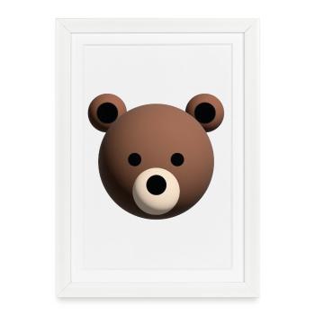 3D Brown Bear Face – Cute Mascot - Framed poster (27 × 37 cm) - white - Front