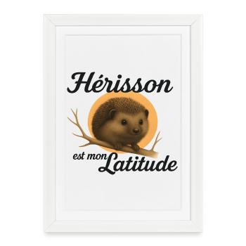 Hérisson en Latitude - Affiche encadrée (27 × 37 cm) - blanc - Devant