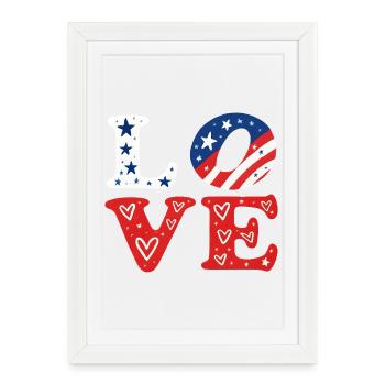 LOVE Tricolor Stars and Hearts - Framed poster (27 × 37 cm) - white - Front