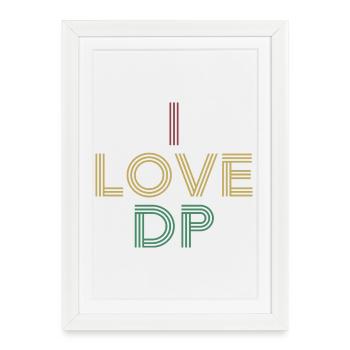 J’aime DP en détresse Vintage Rétro des années 70 - Affiche encadrée (27 × 37 cm) - blanc - Devant