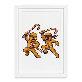 Christmas gingerbread men - Framed poster (27 × 37 cm) - white - Front