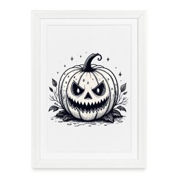 Citrouille monochrome rétro - Affiche encadrée (27 × 37 cm) - blanc - Devant
