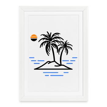 Île Palm - Affiche encadrée (27 × 37 cm) - blanc - Devant