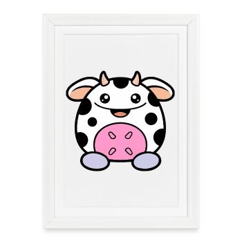 Peluche Vache Kawaii - Affiche encadrée (27 × 37 cm) - blanc - Devant