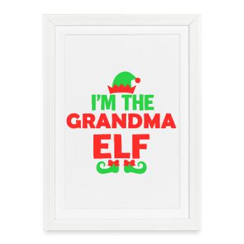 Mamie elfe Noël Cheer - Affiche encadrée (27 × 37 cm) - blanc - Devant