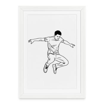 Art de ligne Dancing Man - Affiche encadrée (27 × 37 cm) - blanc - Devant