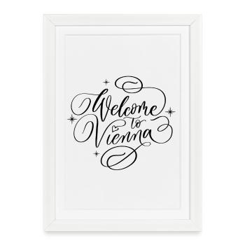 L’amour de Vienne. Bienvenue à Vienne. - Affiche encadrée (27 × 37 cm) - blanc - Devant