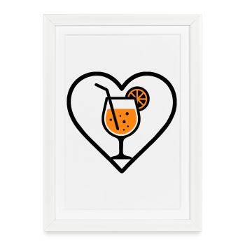 Spritz Heart Cocktail Orange Summer Drink - Framed poster (27 × 37 cm) - white - Front