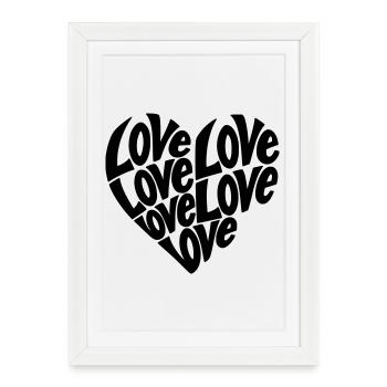 Love Heart Shape Typography - Color Variable - Framed poster (27 × 37 cm) - white - Front