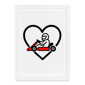 Karting Heart – Passion Speed - Affiche encadrée (27 × 37 cm) - blanc - Devant