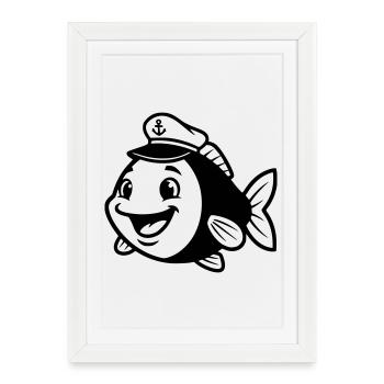 École de pêche au cercle de pêche au crochet - Affiche encadrée (27 × 37 cm) - blanc - Devant