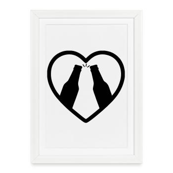 Apéritif de bière Heart Bottles - Affiche encadrée (27 × 37 cm) - blanc - Devant