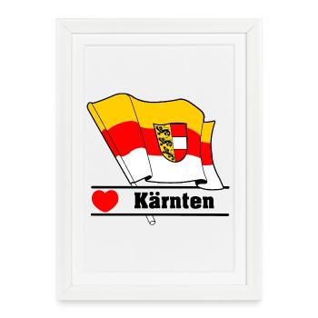 Drapeau du comté de Carinthia avec cœur - Affiche encadrée (27 × 37 cm) - blanc - Devant