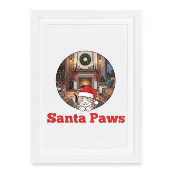 Christmas Cat - Santa Paws - Framed poster (27 × 37 cm) - white - Front