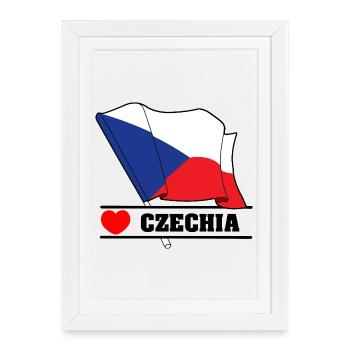 RÉPUBLIQUE TCHÈQUE – Drapeau avec cœur - Affiche encadrée (27 × 37 cm) - blanc - Devant