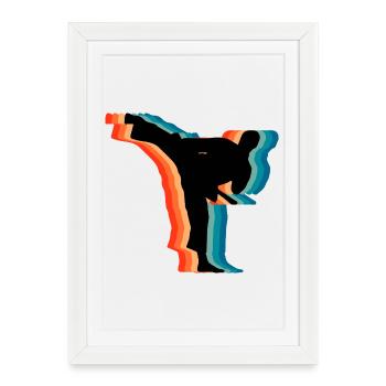 Cadeau Silhouette d’Arts Martiaux Retro Judo Karate - Affiche encadrée (27 × 37 cm) - blanc - Devant
