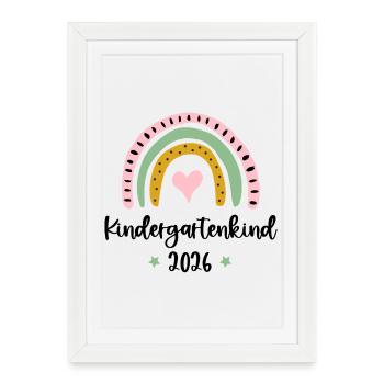 Kindergarten Child 2025 Rainbow Daycare Kindergarten - Framed poster (27 × 37 cm) - white - Front