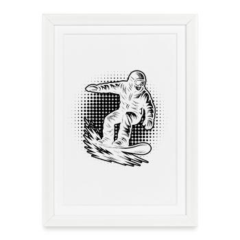Thème puriste du snowboard - Affiche encadrée (27 × 37 cm) - blanc - Devant