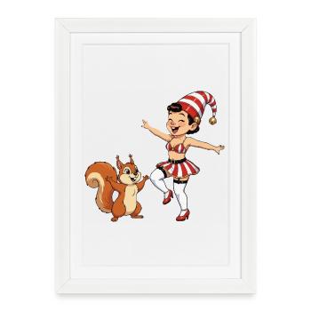 Leprechaun girl with squirrel - Framed poster (27 × 37 cm) - white - Front