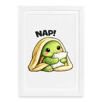 Cuddly turtle under blanket - Framed poster (27 × 37 cm) - white - Front
