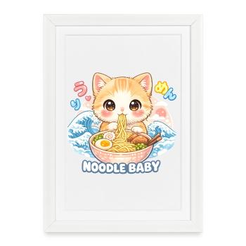 Ramen Cat Kanagawa - Affiche encadrée (27 × 37 cm) - blanc - Devant
