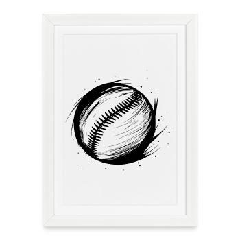 Sketch de la balle de baseball - Affiche encadrée (27 × 37 cm) - blanc - Devant