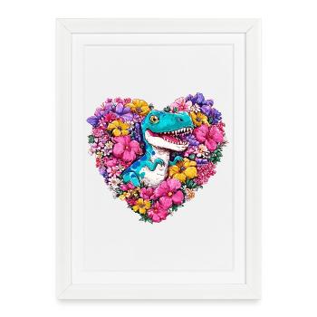 Cœur de Fleur de Dino - Affiche encadrée (27 × 37 cm) - blanc - Devant