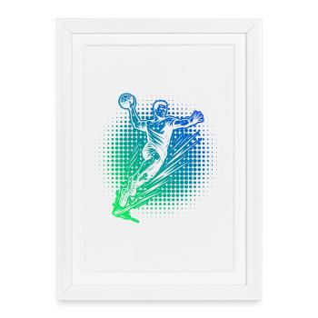 Un focus pur sur le handball pour les hommes - Affiche encadrée (27 × 37 cm) - blanc - Devant