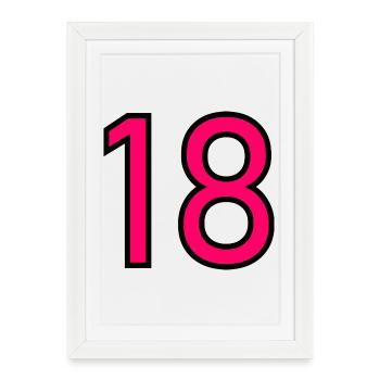 18. 18 ANS. 18e ANNIVERSAIRE. ANNIVERSAIRE 18 ANS. - Affiche encadrée (27 × 37 cm) - blanc - Devant