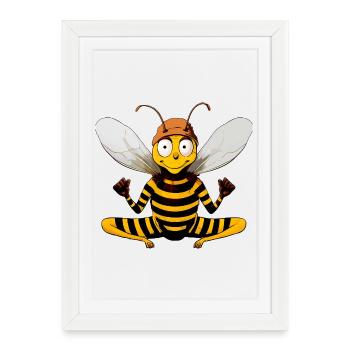 Abeille de yoga - Affiche encadrée (27 × 37 cm) - blanc - Devant