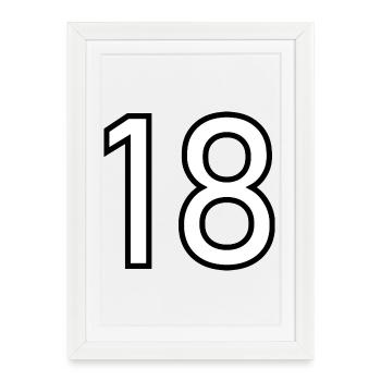 18. 18 YEARS OLD. 18th ANNIVERSARY. 18 BIRTHDAY. - Framed poster (27 × 37 cm) - white - Front