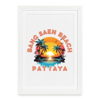 Pattaya Sunset Beach Vibes - Gerahmtes Poster (27 × 37 cm) - Weiß - Vorne