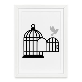 Birdcage Open Freedom - Framed poster (27 × 37 cm) - white - Front