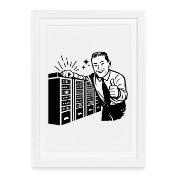 Retro IT Admin Smiling – Vintage Tech Support - Framed poster (27 × 37 cm) - white - Front