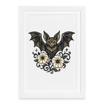Night Bat Flower Ornament - Framed poster (27 × 37 cm) - white - Front