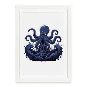 Tempête de pieuvres venue des profondeurs - Affiche encadrée (27 × 37 cm) - blanc - Devant