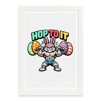 Pumpernickel Fitness Lapin - Affiche encadrée (27 × 37 cm) - blanc - Devant