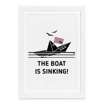 The Boat Is Sinking! (USA / Upside Down / POS) - Framed poster (27 × 37 cm) - white - Front