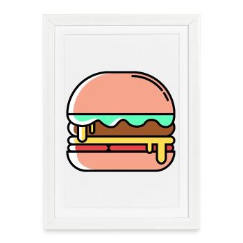 Burger Icon - Affiche encadrée (27 × 37 cm) - blanc - Devant