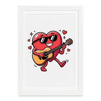 Valentine’s Day Guitariste Musicien drôle Valentine - Affiche encadrée (27 × 37 cm) - blanc - Devant
