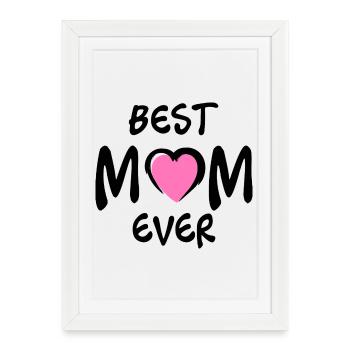 Meilleur t-shirt de la fête des mères avec un cœur rose de maman - Affiche encadrée (27 × 37 cm) - blanc - Devant