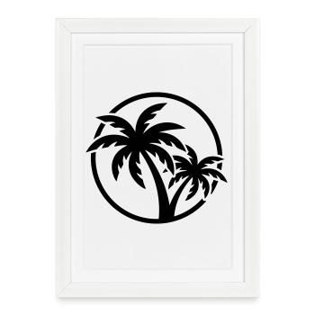 Plage symbole de Palm Tree - Affiche encadrée (27 × 37 cm) - blanc - Devant